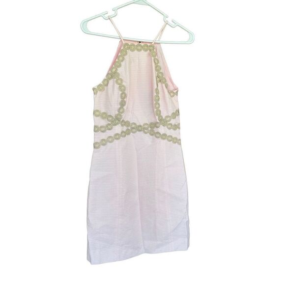 Lilly Pulitzer Womens Pink Gold Lace Pearl Paradise Tint Shift Halter Dress NWT - Picture 5 of 9